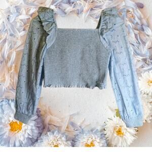 Design History Girls NWT Medium light blue cotton crop top. Adorable top 8-10.